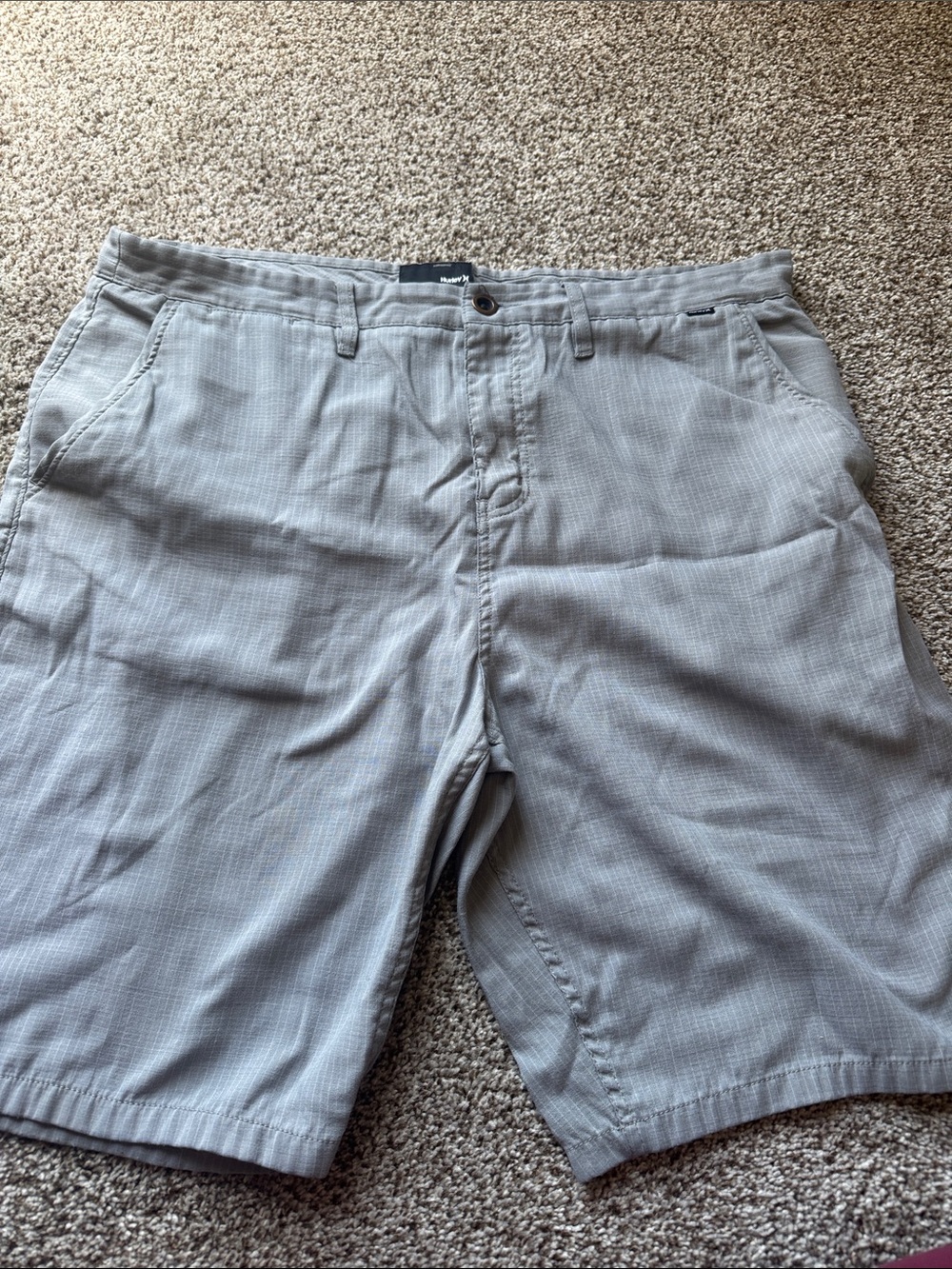 Hurley Men's Light Gray Flat-Front Shorts
